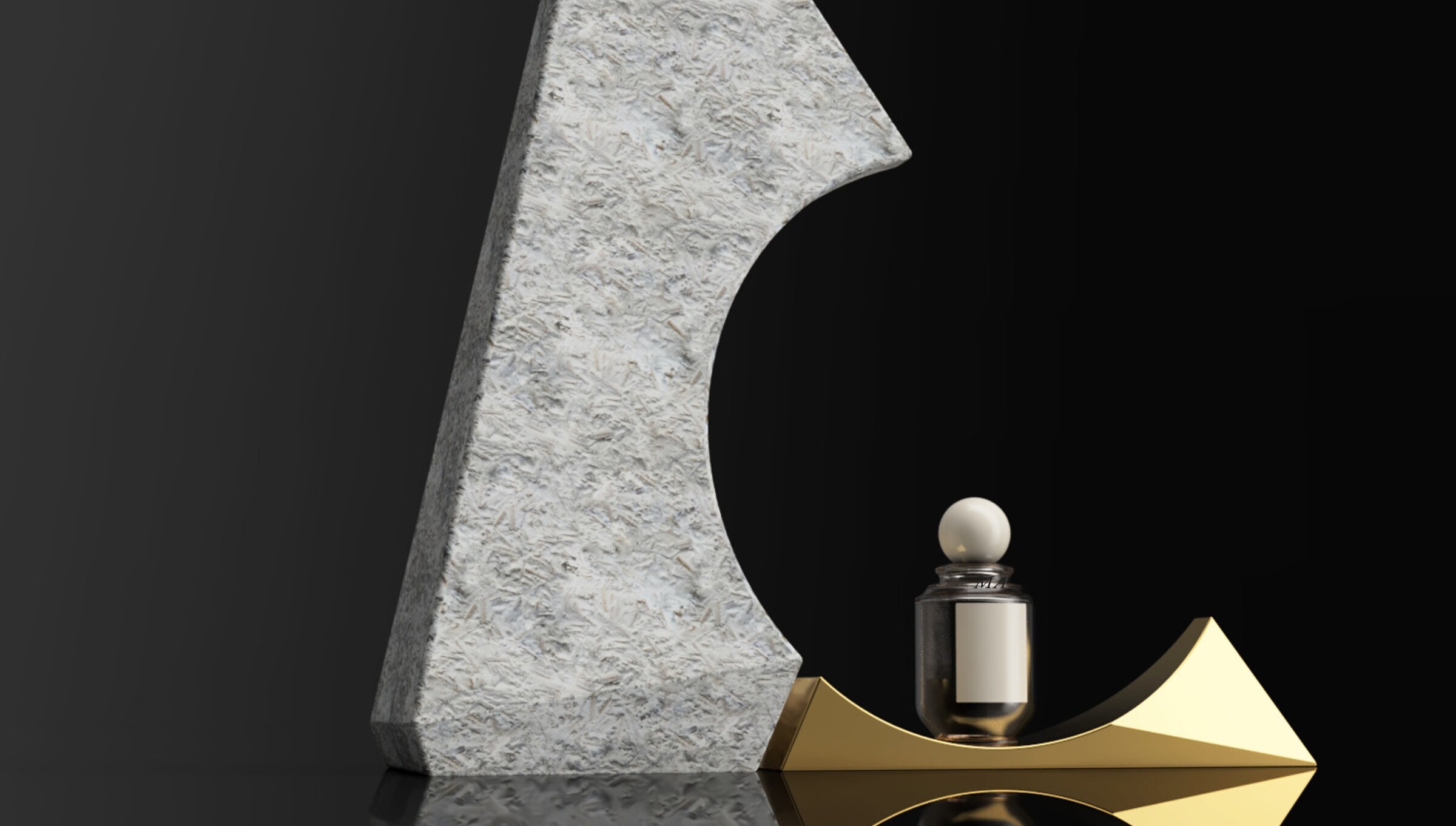 The Observer — Concept 02E. A single obelisk in mycelium and brass — restraint given a form.